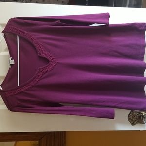 3/$25 Old Navy 3/4 sleeve shirt with beaded and embroidered detail at neck